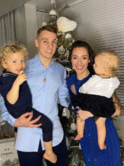 Tiziri Digne with her husband Lucas Digne and children.